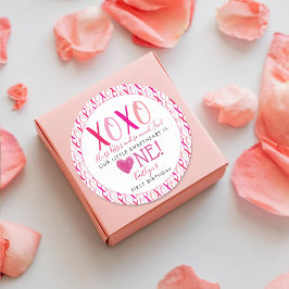 Valentijnsdag 1e verjaardag Hugs & Kisses (XOXO) Ronde Sticker