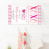 Valentijnsdag 1e verjaardag Hugs & Kisses (XOXO) Spandoek (Insitu)