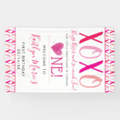 Valentijnsdag 1e verjaardag Hugs & Kisses (XOXO) Spandoek (Horizontaal)