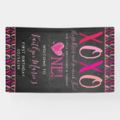 Valentijnsdag 1e verjaardag Hugs & Kisses (XOXO) Spandoek (Horizontaal)