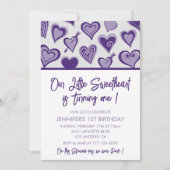 Valentijnsdag 1e verjaardagsuitnodiging februari kaart (Voorkant)