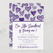 Valentijnsdag 1e verjaardagsuitnodiging februari kaart (Voorkant / Achterkant)