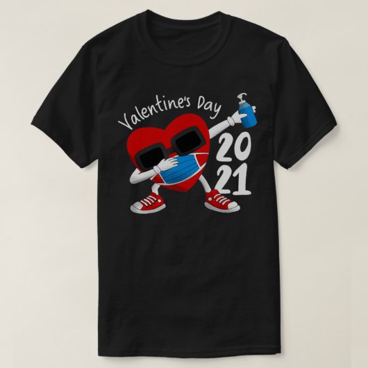 Valentijnsdag 2021: Dabbing Heart met masker en al T-shirt (Design voorkant)