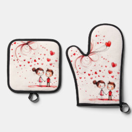 Valentijnsdag 2025 ovenwant & pannenlap set