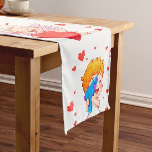 Valentijnsdag 2025: Schattigee en speelse engelen  Korte Tafelloper (Voorbeeld)