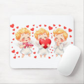 Valentijnsdag 2025: Schattigee en speelse engelen  Muismat (Met muis)