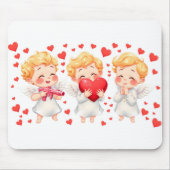 Valentijnsdag 2025: Schattigee en speelse engelen  Muismat (Voorkant)