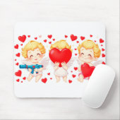 Valentijnsdag 2025: Schattigee en speelse engelen  Muismat (Met muis)