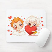 Valentijnsdag 2025: Schattigee en speelse engelen  Muismat (Met muis)