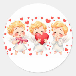Valentijnsdag 2025: Schattigee en speelse engelen  Ronde Sticker