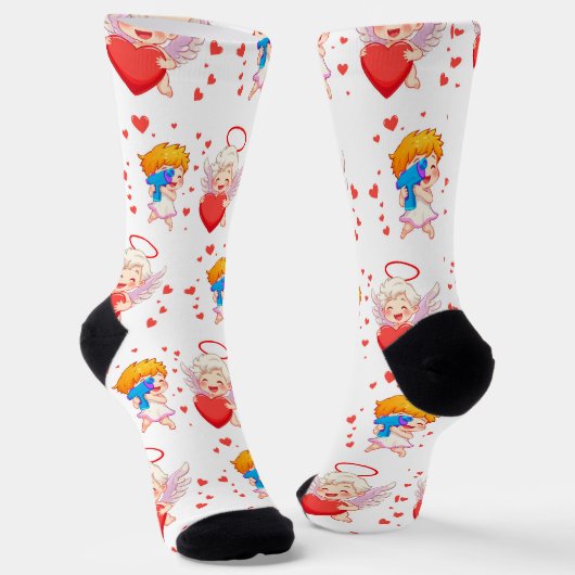 Valentijnsdag 2025: Schattigee en speelse engelen  Sokken (Gebogen)