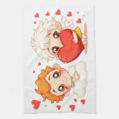 Valentijnsdag 2025: Schattigee en speelse engelen  Theedoek (Verticaal)