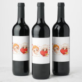 Valentijnsdag 2025: Schattigee en speelse engelen  Wijn Etiket (Flessen)
