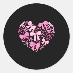 Valentijnsdag 2026 Harten Coquette Strik Vrouwen M Ronde Sticker