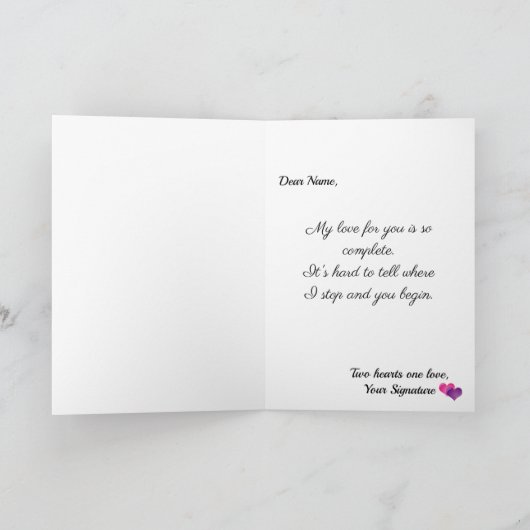 Valentijnsdag 2 Harten 1 Liefde Couple's Pretty Kaart (Binnen)