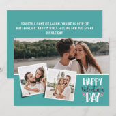 Valentijnsdag 3 foto's collage zeegroen feestdagenkaart (Voorkant / Achterkant)