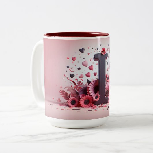 Valentijnsdag 3D A tot Z Alfabet Koffie Mok (Voorkant links)