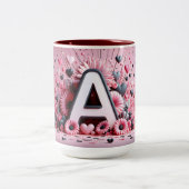 Valentijnsdag 3D A tot Z Alfabet Koffie Mok (Center)