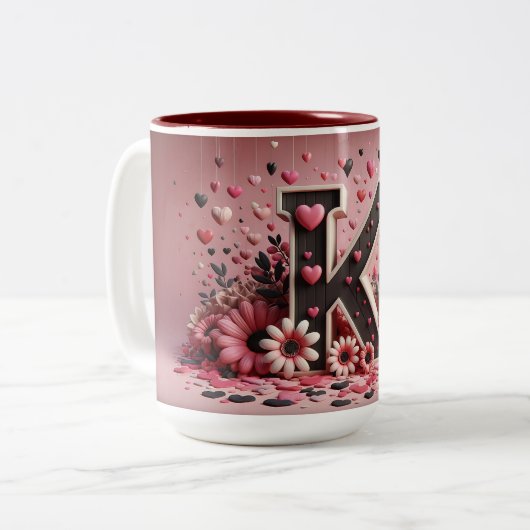 Valentijnsdag 3D A tot Z Alfabet Koffie Mok (Voorkant links)