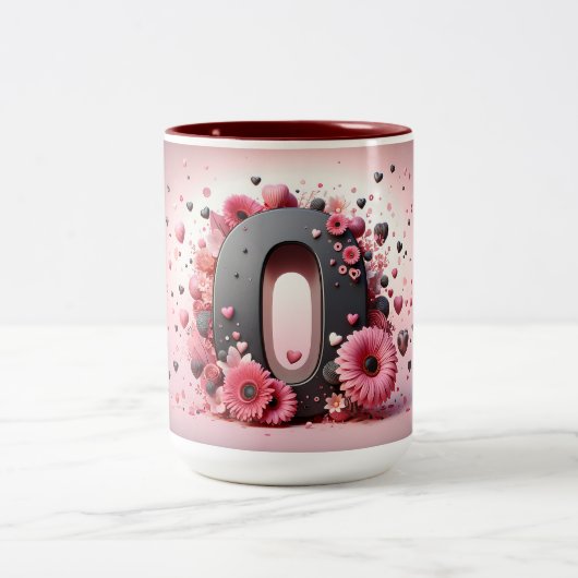 Valentijnsdag 3D A tot Z Alfabet Koffie Mok (Center)