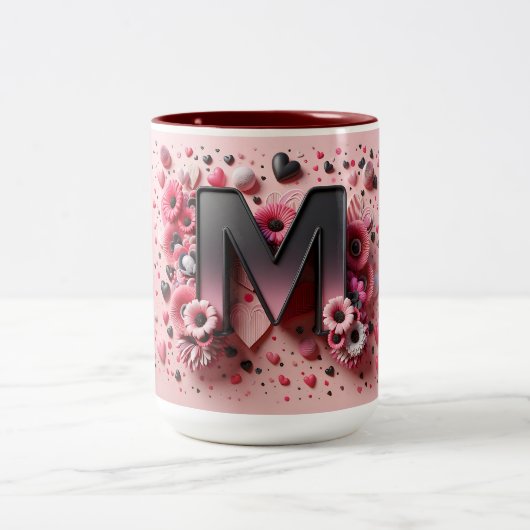 Valentijnsdag 3D A tot Z Alfabet Koffie Mok (Center)