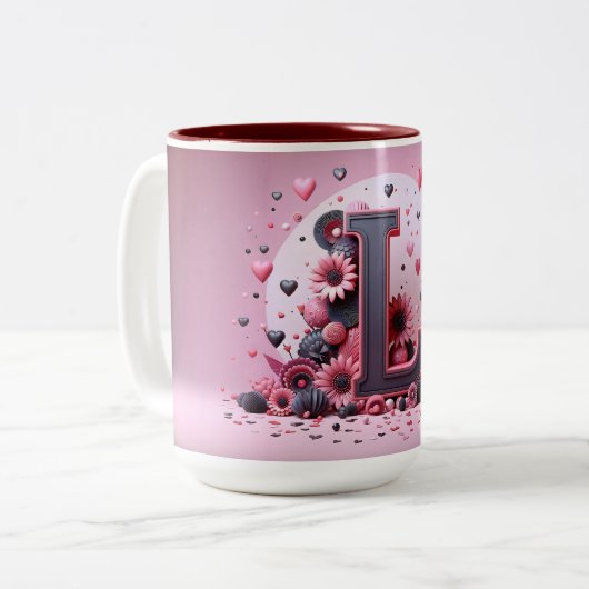 Valentijnsdag 3D A tot Z Alfabet Koffie Mok (Voorkant links)