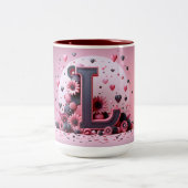 Valentijnsdag 3D A tot Z Alfabet Koffie Mok (Center)