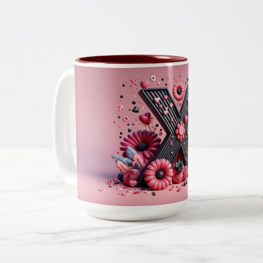 Valentijnsdag 3D A tot Z Alfabet Koffie Mok (Voorkant links)