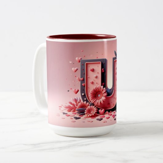 Valentijnsdag 3D A tot Z Alfabet Koffie Mok (Voorkant links)