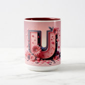 Valentijnsdag 3D A tot Z Alfabet Koffie Mok (Center)