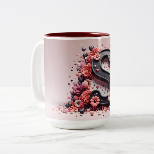 Valentijnsdag 3D A tot Z Alfabet Koffie Mok (Voorkant links)