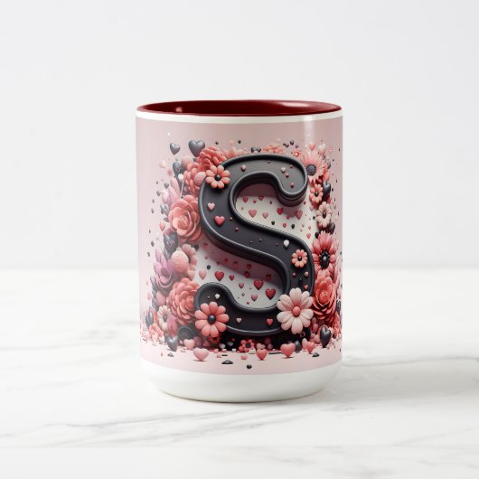 Valentijnsdag 3D A tot Z Alfabet Koffie Mok (Center)