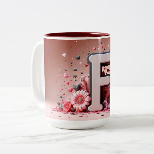 Valentijnsdag 3D A tot Z Alfabet Koffie Mok (Voorkant links)