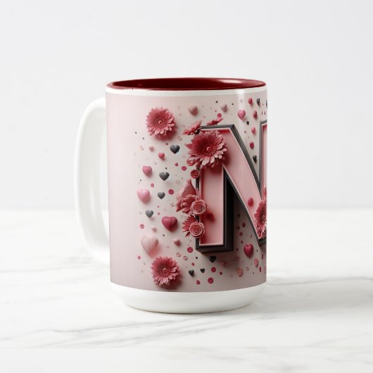 Valentijnsdag 3D A tot Z Alfabet Koffie Mok (Voorkant links)