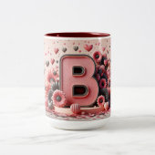 Valentijnsdag 3D A tot Z Alfabet Koffie Mok (Center)