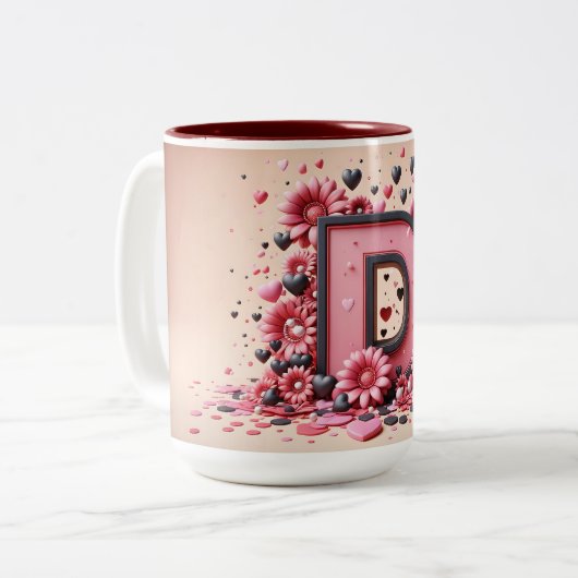 Valentijnsdag 3D A tot Z Alfabet Koffie Mok (Voorkant links)
