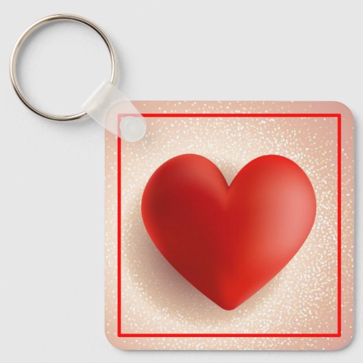 Valentijnsdag 3D Hart Symbool-88888 Sleutelhanger (Voorkant)