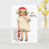  Valentijnsdag [3D] Meisje met hart Kaart (Gele Bloem)