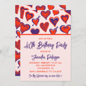 Valentijnsdag 40e verjaardagsuitnodiging februari kaart (Voorkant / Achterkant)