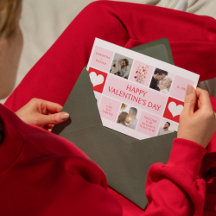 Valentijnsdag 5 Foto Collage Plat Kerstkaart