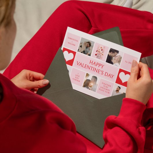 Valentijnsdag 5 Foto Collage Plat Kerstkaart