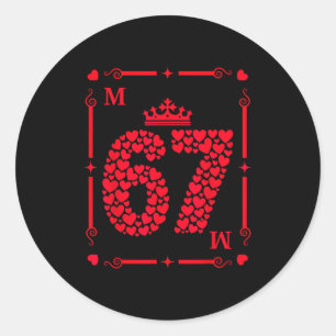 Valentijnsdag 67 Gevuld Met Hartjes Kaart Zes Zeve Ronde Sticker