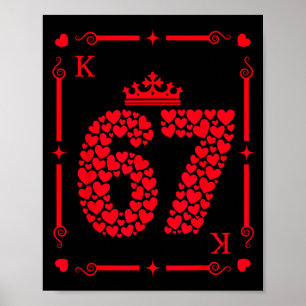 Valentijnsdag 67 Koning Met Hartjes Kaart Zes Zeve Poster