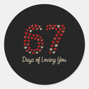 Valentijnsdag 67 Liefde Jubileum Koppel Zes Zeven Ronde Sticker