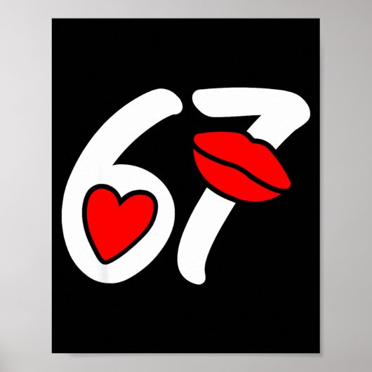 Valentijnsdag 67 Meme Lippen En Hart Grappig Zes S Poster (Voorkant)