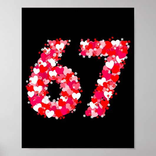 Valentijnsdag 67 Meme Met Hartjes Grappig Zes Zeve Poster (Voorkant)