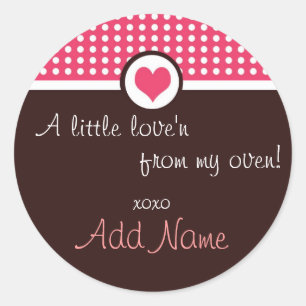 Valentijnsdag "A little love'n from my oven" Ronde Sticker