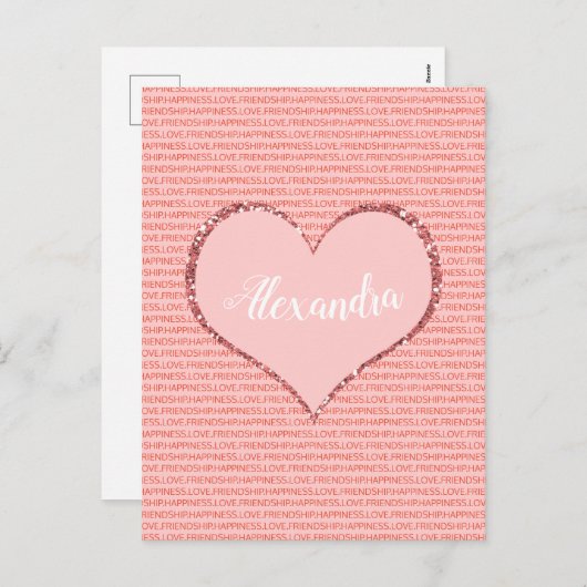 Valentijnsdag Aangepast Monogram Feestdagenkaart (Voorkant / Achterkant)