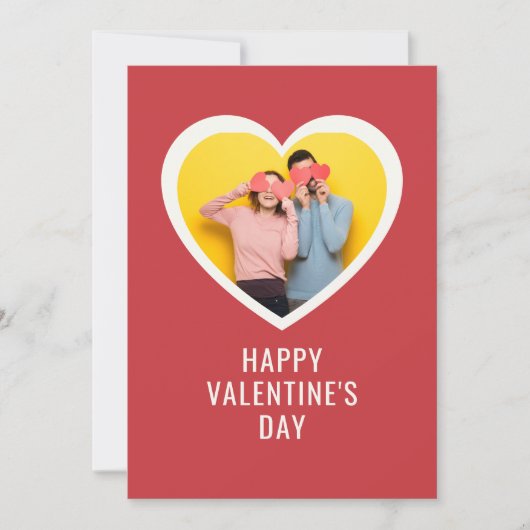 VALENTIJNSDAG Aangepaste Elegante Witte Hart Foto Feestdagenkaart (Voorkant)