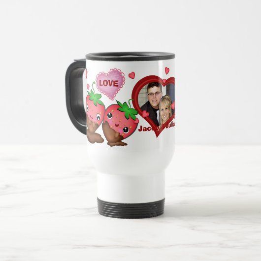 Valentijnsdag Aangepaste foto- en tekstreismuis Reisbeker (Voorkant links)